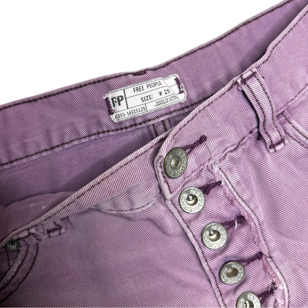 Free People Purple Button Up Micro Shorts Size 25 - Picture 3 of 4